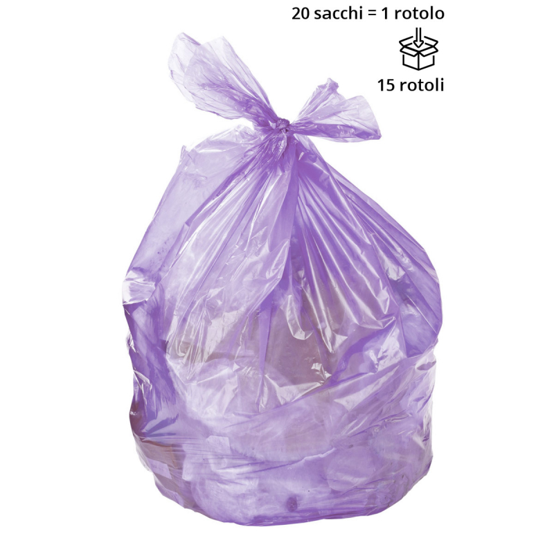 Sacchi spazzatura Viola 70 x 110 cm, semi trasparenti